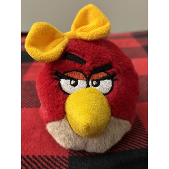 Angry Birds Red Girl Bird Plush with Yellow Bow 6" No Sound Commonwealth Rovio - Picture 1 of 6